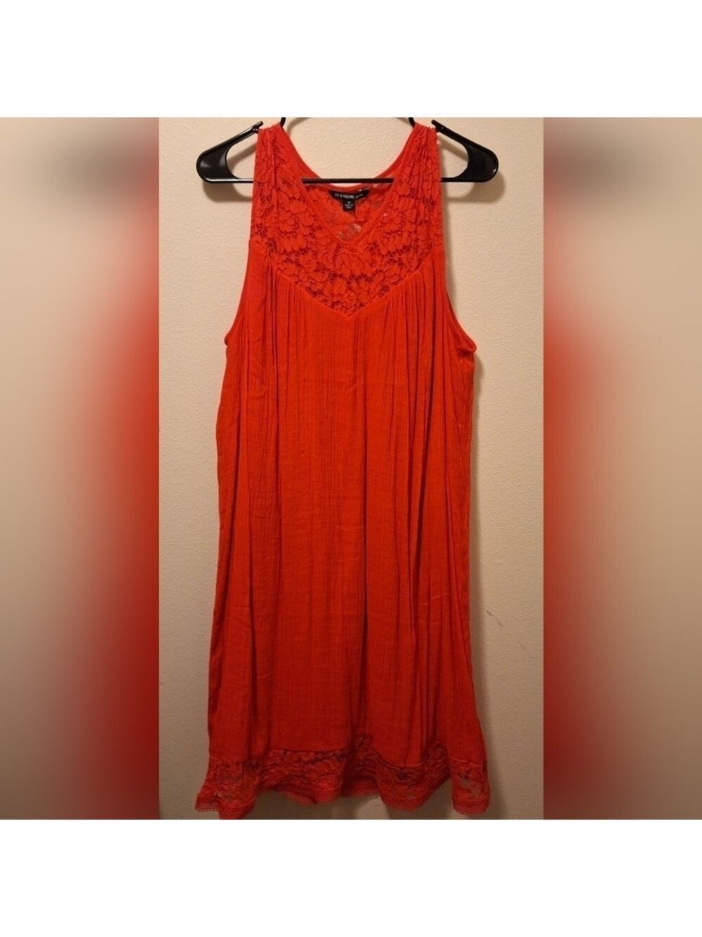 Zac & Rachel Orange Red Crepe Sundress 1X - Picture 1 of 7